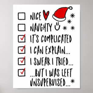 Funny Xmas - Nice Naughty List kann ich erklären,  Poster