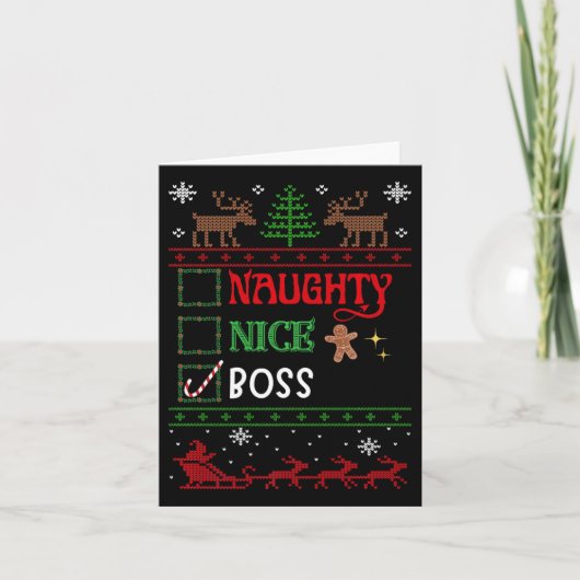Funny Xmas Nice Naughty List Weihnachtsboss Karte (Vorderseite)