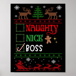 Funny Xmas Nice Naughty List Weihnachtsboss Poster