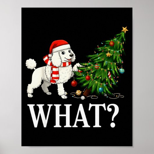 Funny Xmas Odle Pushing Christmas Tree Over Dog Wh Poster (Vorne)