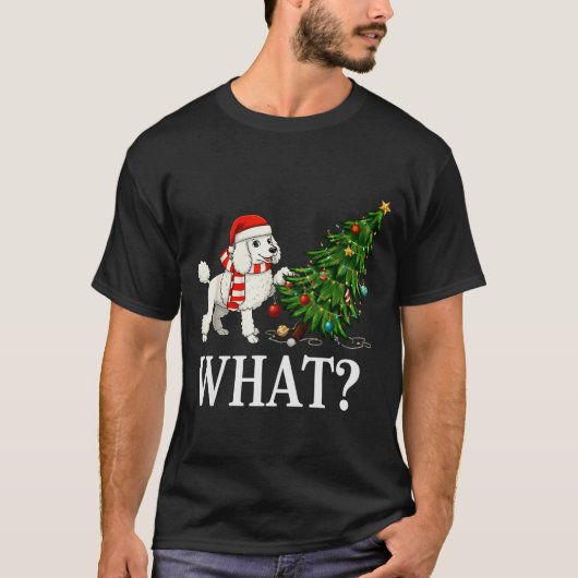 Funny Xmas Odle Pushing Christmas Tree Over Dog Wh T-Shirt (Vorderseite)