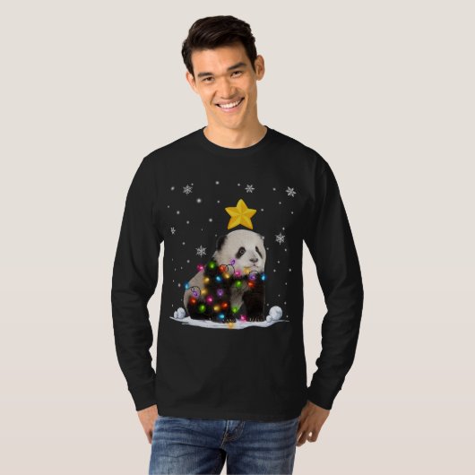 Funny Xmas Panda Bären Tiere Lover Weihnachtsbaum T-Shirt (Vorne ganz)