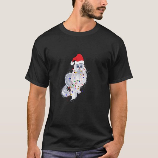 Funny Xmas Persian Cat Christmas Lights Santa Clau T-Shirt (Vorderseite)