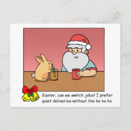 Funny X'mas Postcard: Der Weihnachtsmann wechselt  Feiertagspostkarte