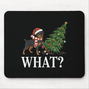 Funny Xmas Rottweiler putzt Weihnachtsbaum über Mousepad
