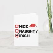 Funny Xmas Santa Nice Naughty Irish Weihnachtslist Karte (Vorderseite)
