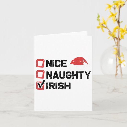 Funny Xmas Santa Nice Naughty Irish Weihnachtslist Karte (Gelbe Blume)