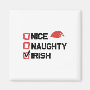 Funny Xmas Santa Nice Naughty Irish Weihnachtslist Magnet