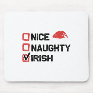 Funny Xmas Santa Nice Naughty Irish Weihnachtslist Mousepad