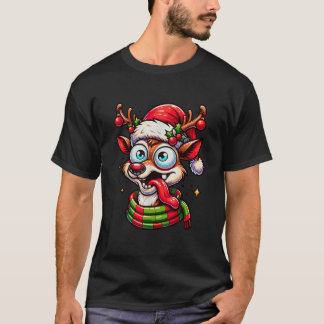 Funny Xmas Santa Reindeer Red Nose Men Women Kids  T-Shirt