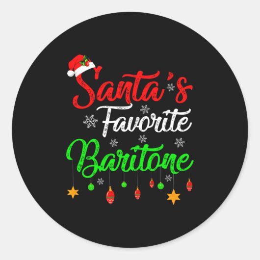 Funny Xmas Santas Favorite Baritone Christmas Runder Aufkleber (Vorderseite)