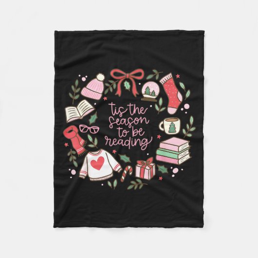 Funny Xmas Tis The Season To Be Reading Books Paja Fleecedecke (Vorderseite)