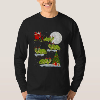 Funny Xmas Tree Santa Riding Brontosaurus T-Shirt