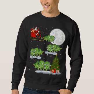 Funny Xmas Tree Santa Riding Triceratops Dinosaur Sweatshirt