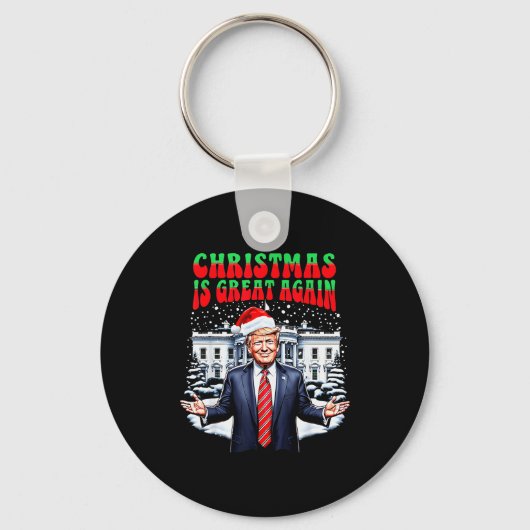 Funny Xmas Trump Pajamas Holiday Christmas Is Grea Schlüsselanhänger (Vorderseite)