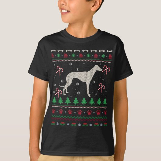 Funny Xmas Ugly Italian Greyhound Dog Weihnachten T-Shirt (Vorderseite)