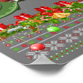 Funny Xmas Ugly Santa Riding Pterodactyl Bird Chri Poster (Ecke)