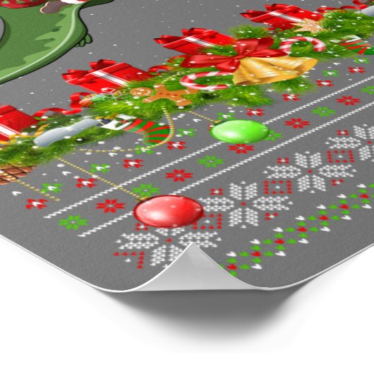 Funny Xmas Ugly Santa Riding Pterodactyl Bird Chri Poster (Ecke)