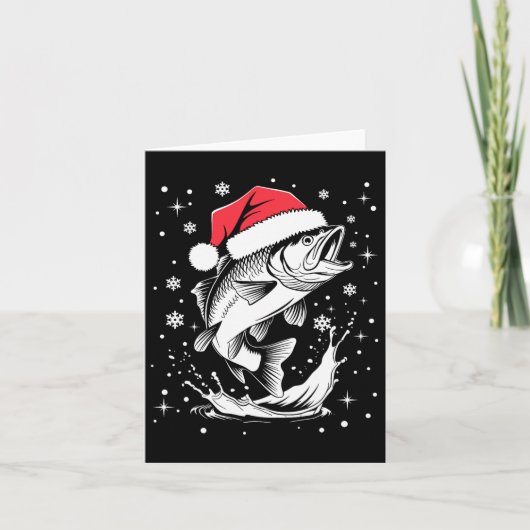 Funny Xmas Weihnachtsmannmütze Fischen Weihnachtsa Karte (Vorderseite)
