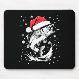 Funny Xmas Weihnachtsmannmütze Fischen Weihnachtsa Mousepad