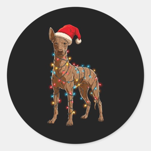Funny Xoloitzcuintli Christmas Graphic Dog Lights  Runder Aufkleber (Vorderseite)