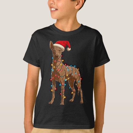 Funny Xoloitzcuintli Christmas Graphic Dog Lights  T-Shirt (Vorderseite)