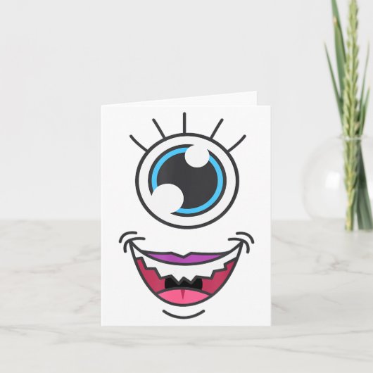 Funny Y Monster Eyeball Face Halloween Karte (Vorderseite)