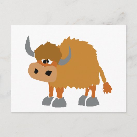 Funny Yak Primitive Art Design Postkarte (Vorderseite)