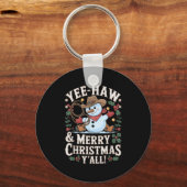 Funny Yee Haw Frohe Weihnachten Y'all Xmas Niedlic Schlüsselanhänger (Vorderseite)