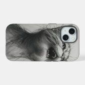 Funny Yelling Cat Meme Black and White iPhone Case 15 Hülle (Rückseite (Horizontal))