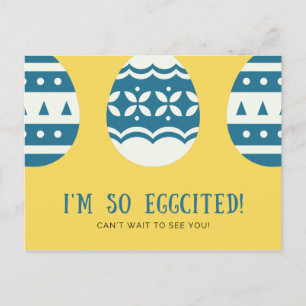 Funny Yellow and Blue Decorated Egg Postkarte