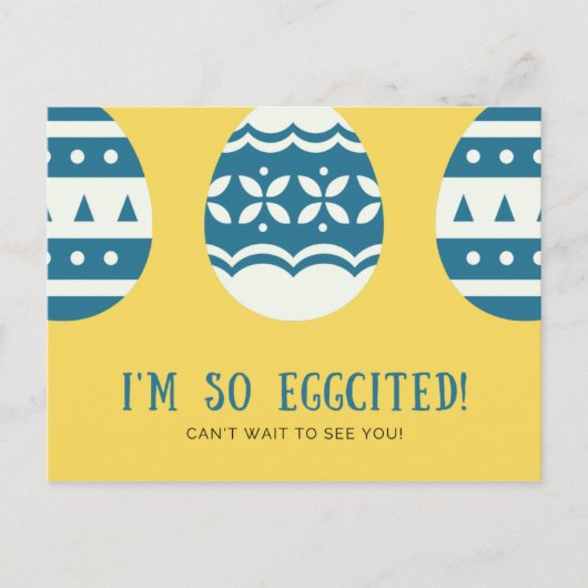 Funny Yellow and Blue Decorated Egg Postkarte (Vorderseite)