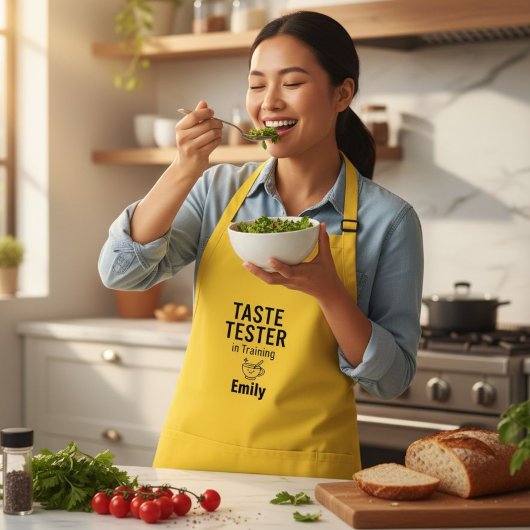 Funny Yellow Apron - Taste Tester in Training Schürze