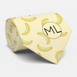 Funny Yellow Banana Illustration Monogram Novelty Krawatte