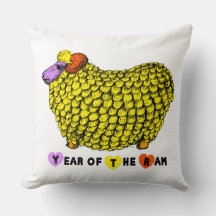 Funny Yellow Big Ram Chinese Zodiac Birthday SqPi