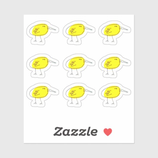 Funny Yellow Bird Doodle Custom-Cut Vinyl Stickers Aufkleber (Blatt)