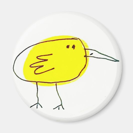 Funny Yellow Bird Doodle  Magnet (Vorne)