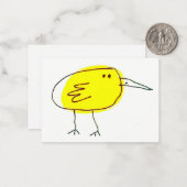 Funny Yellow Bird Doodle  Mitteilungskarte (Vorderseite/Rückseite Beispiel)