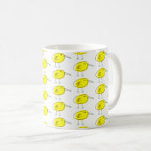 Funny Yellow Birds Doodle Kaffeetasse (VorderseiteRechts)
