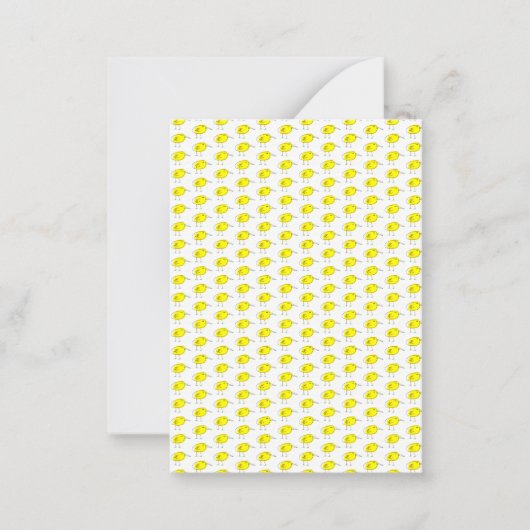 Funny Yellow Birds Doodle Mitteilungskarte (Vorderseite)