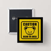 Funny Yellow Black Teddy Bär Warnsignal Vector Button (Vorne & Hinten)