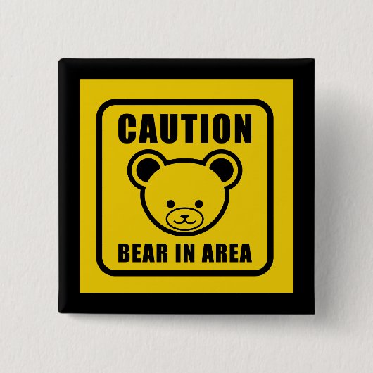 Funny Yellow Black Teddy Bär Warnsignal Vector Button (Vorderseite)