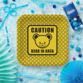 Funny Yellow Black Teddy Bären Warnsignal Art Pappteller (Party)
