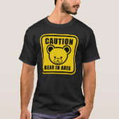 Funny Yellow Black Teddy Bären Warnsignal Art T-Shirt (Vorderseite)