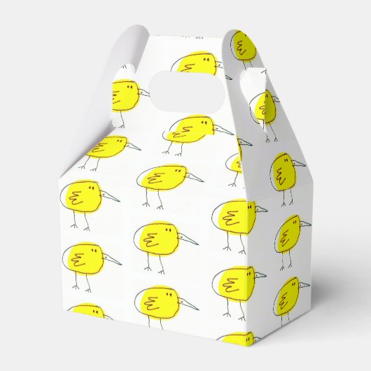 Funny Yellow Cartoon Birds Doodle Drawing  Geschenkschachtel (Vorderseite)