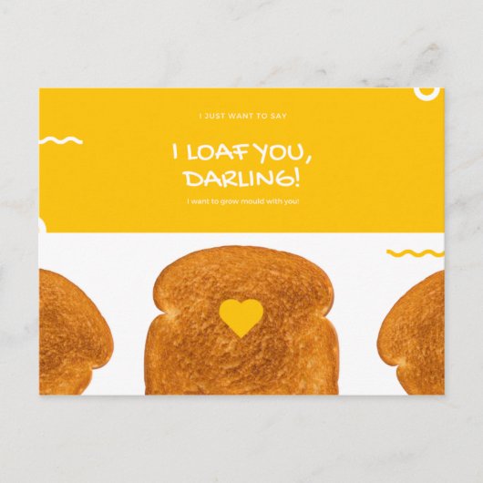 Funny Yellow Circle Squiggles Toast Liebe Postkarte (Vorderseite)