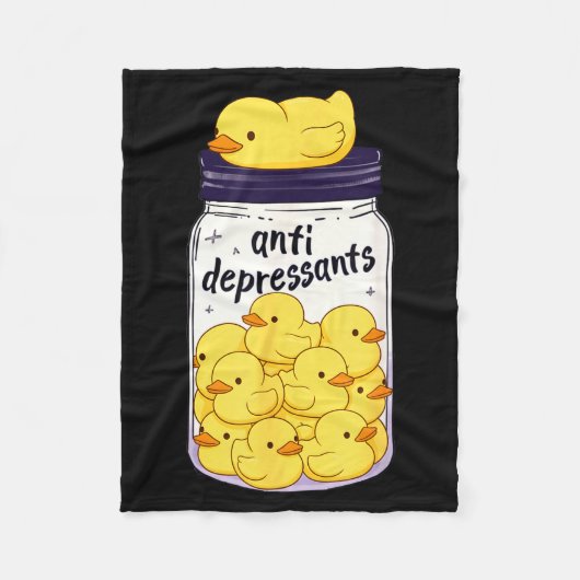 Funny Yellow Duck Anti Depressant Jar Zoo Boys Gir Fleecedecke (Vorderseite)