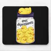 Funny Yellow Duck Anti Depressant Jar Zoo Boys Gir Mousepad (Vorne)