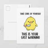 Funny Yellow Duck Capture Sprichwort Postkarte (Vorne/Hinten)