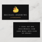 Funny Yellow Duck & Cocktail Lifeguard Beach Thema Visitenkarte (Vorne/Hinten)